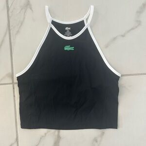 Lacoste Black Tank with White Trim and Green Crocodile